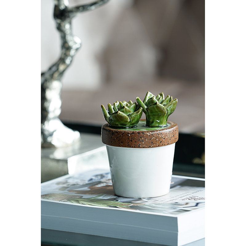 Ensemble de 3 plantes décoratives en céramique Travione de 4 po de diamètre x 5 po vert