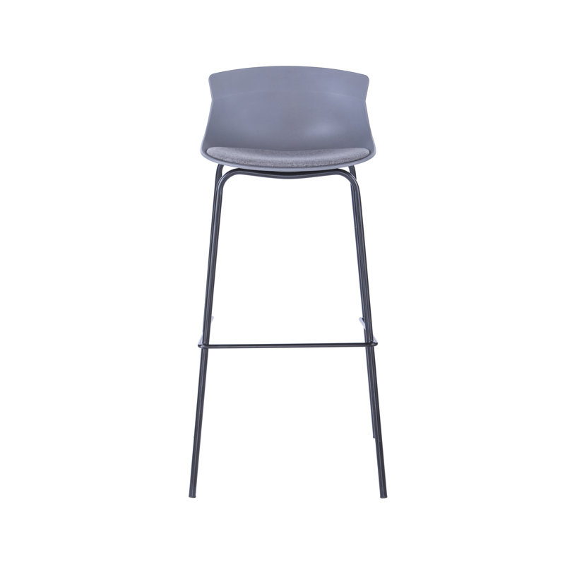 Barbee Upholstered Counter Stool with Metal Frame, Black/Grey