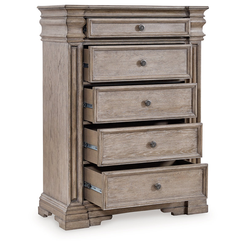 Traditional Brown 5-Drawer Chest with Dovetail and Ball Bearing Glides