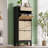 Shoe Storage Cabinet With 3 Flip Drawers & Large Drawer, Farmhouse Fluted Shoe Organizer With Metal Legs-2039589424