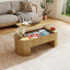 Table basse relevable avec rangement dissimulé, table basse ovale avec plateau relevable, table basse de style moderne Mid-Century-1849712834