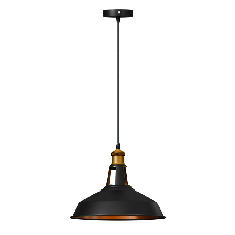 Annesa 1-Light Pendant –Black Inner Gold Industrial Modern Ceiling Light by Borough Wharf, No