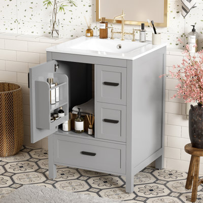 Meuble-lavabo moderne en bois massif compact pour les petites salles de bain