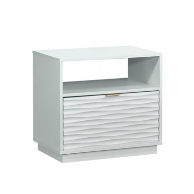 Nightstand With Open Shelf & Single Drawer