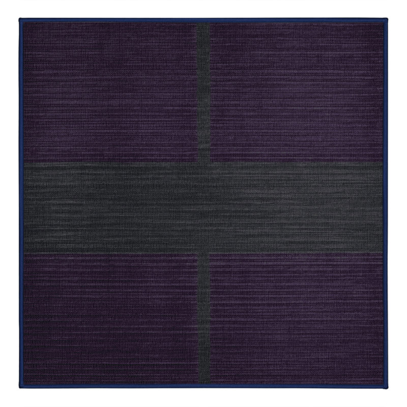 Tapis mauve à rayures horizontales lavable à la machine, Carré 6 pi