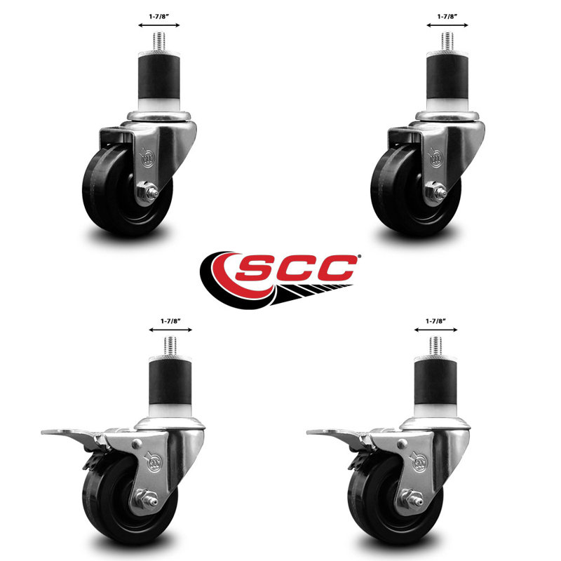 Ensemble de roulettes extensibles pivotantes 1-7 / 8 pouces Phenolique 2 freins à verrouillage total