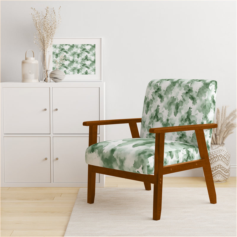 Chaise d'appoint Boho - Green Mist Green, Accoudoirs carrés bruns