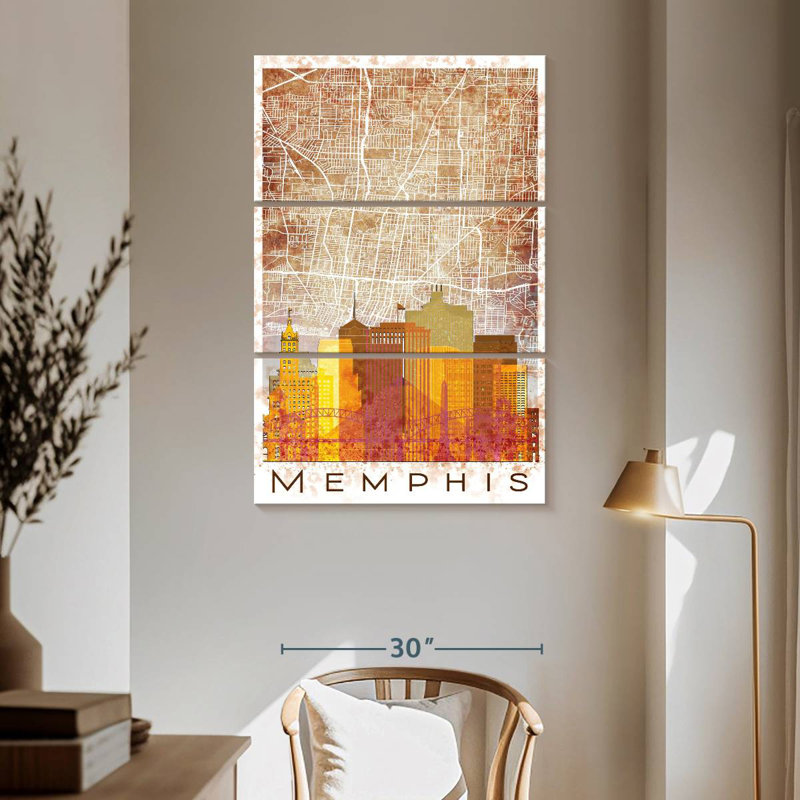 Carte de la ville d'Aliaz Memphis, H 65 po x l 42 po