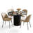 4 - Person Dining Table Sets With Round Table & 4 Upholstered Tweed Chairs-678658248