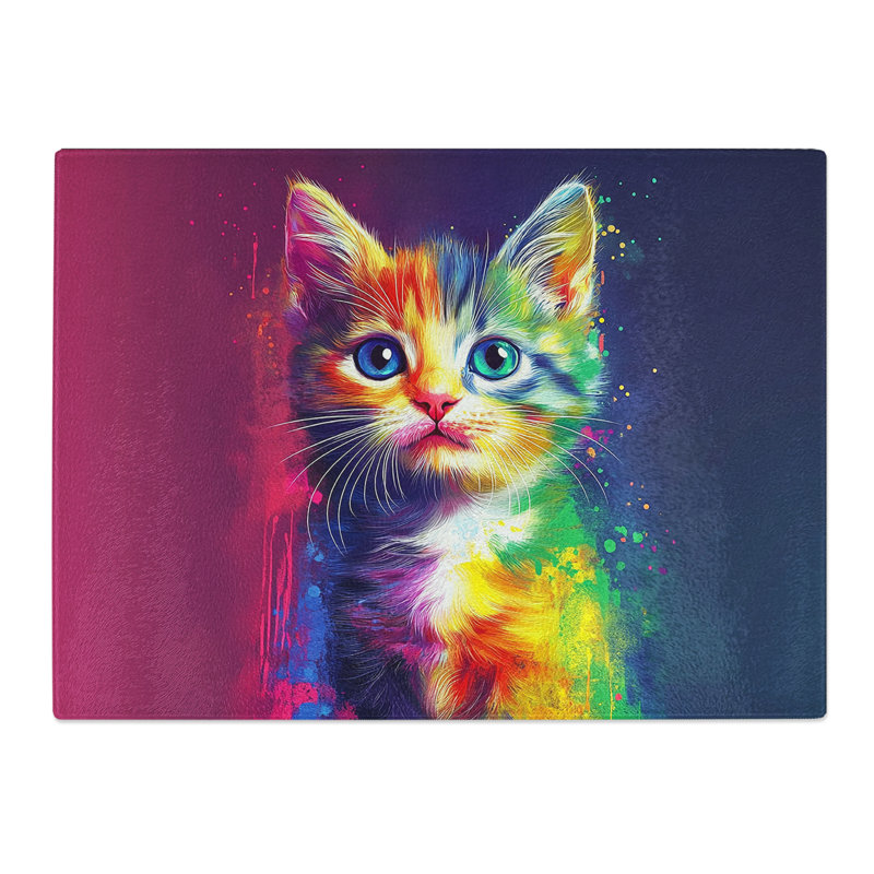 Kitten  Glass Chopping Board