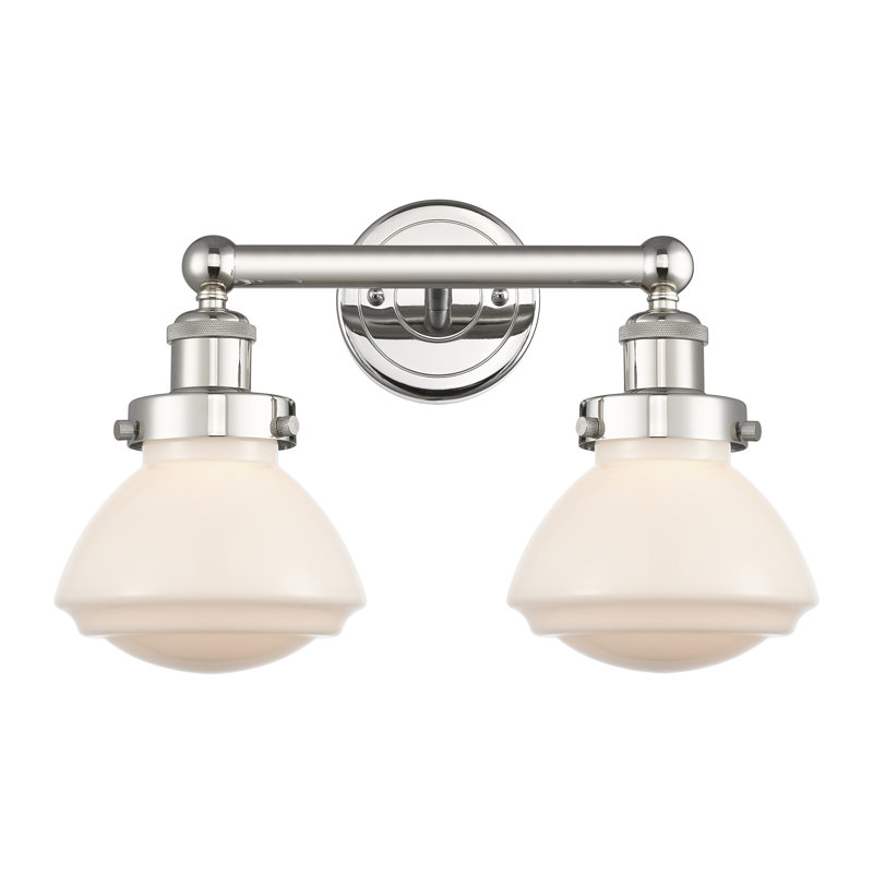 Éclairage pour meuble-lavabo à 2 lumières à intensité variable Almarosa, Blanc mat, Nickel poli