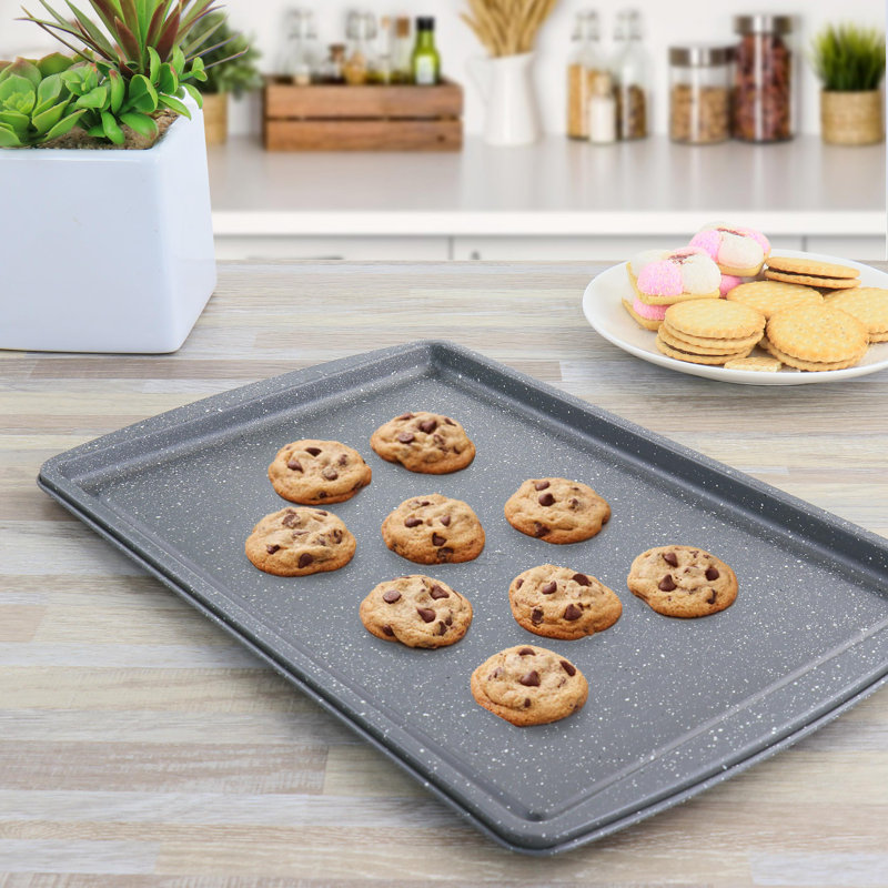 Oster 3-Piece Gray Speckle Carbon Steel Non-Stick Cookie Sheet Set