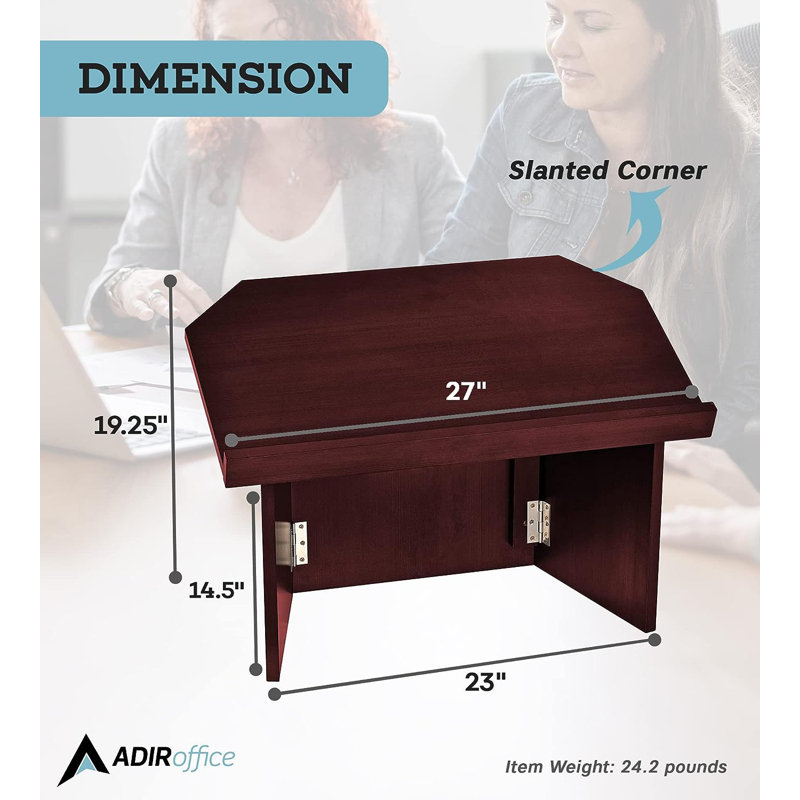 Mahogany Foldable Tabletop Presentation Lectern with Storage
