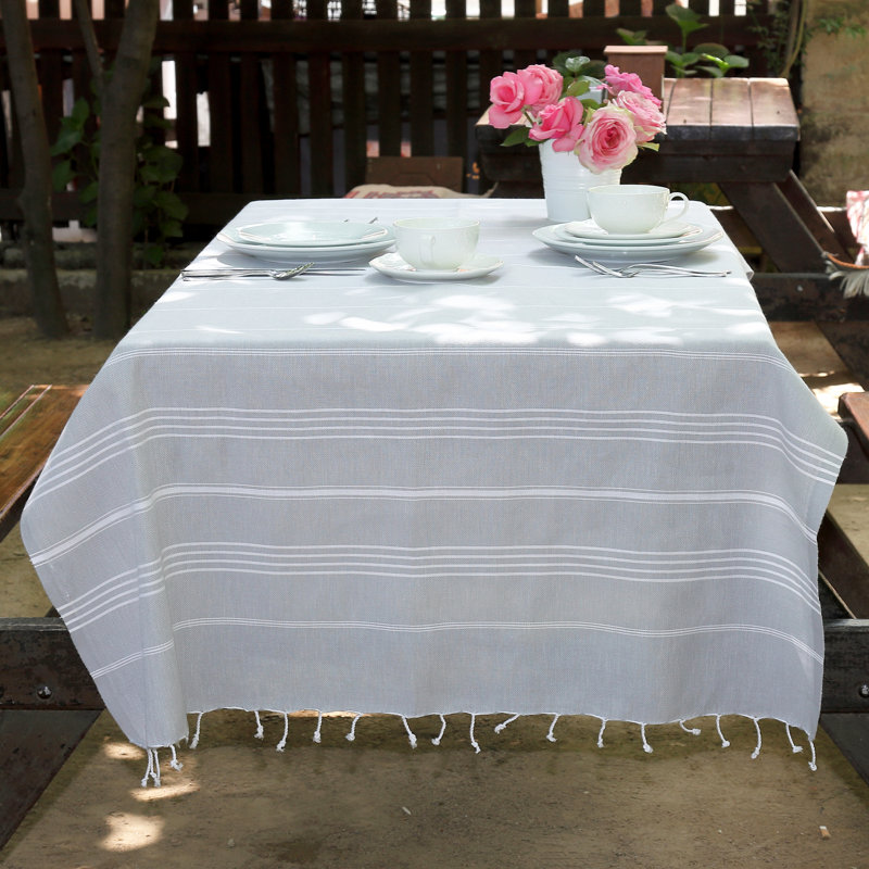 Serviette de plage en coton turc Pestemal, gris clair