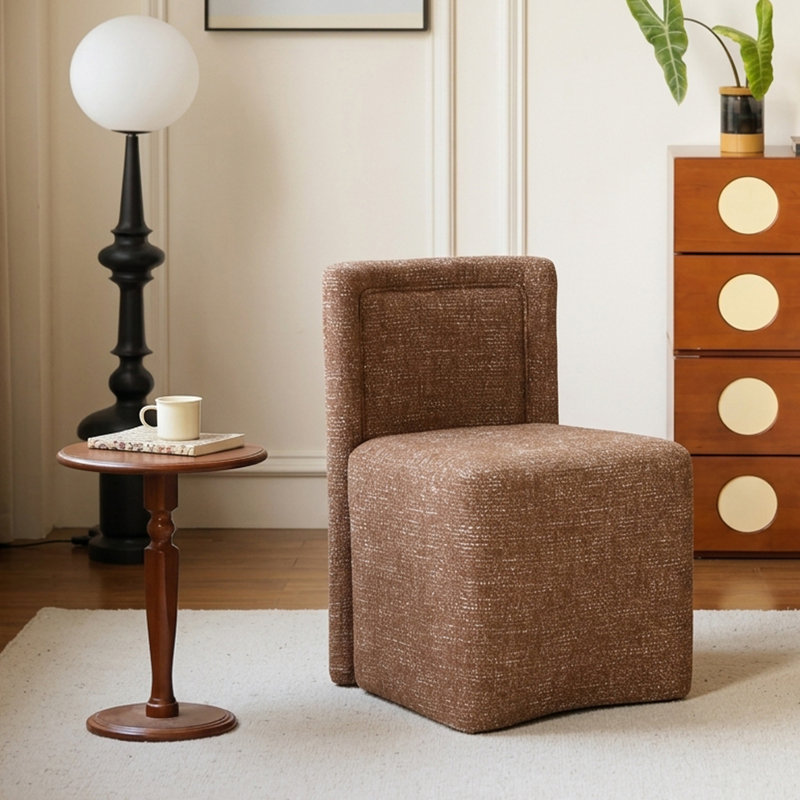 Chaise de salle à manger rembourrée moderne avec roulettes (ensemble de 2), Rouillé, 2