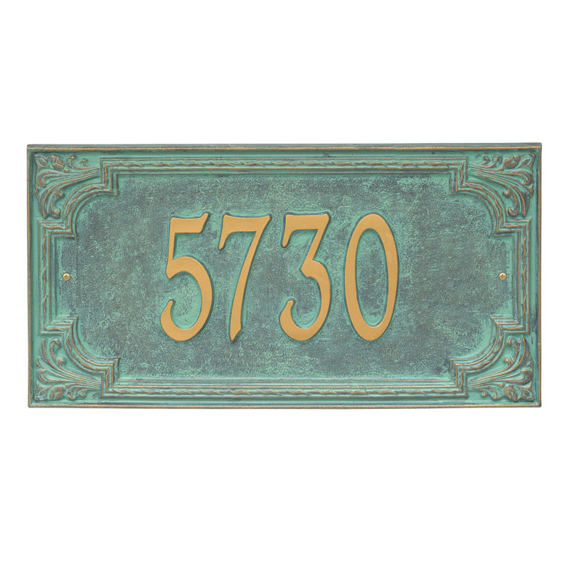 Signature Series 1-Line Wall Address Plaque, Verdigris, Bronze, Yes