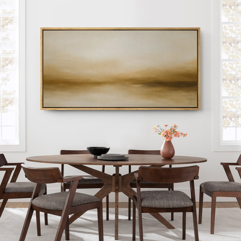 Large Framed Canvas Print Wall Art - Neutral Abstract Landscape Print for Minimalist Modern Wall Decor, Natural