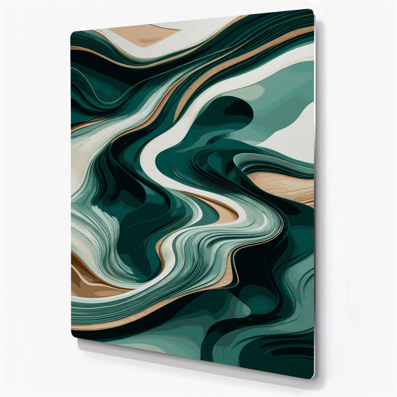 Abstrait paysage 51 vert, art mural en métal
