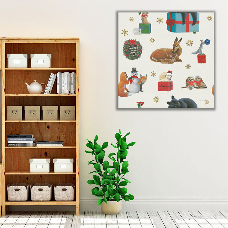 Christmas Critter Bright Pattern IIIB - reproduction d'art sur toile, H 12 po x l 12 po