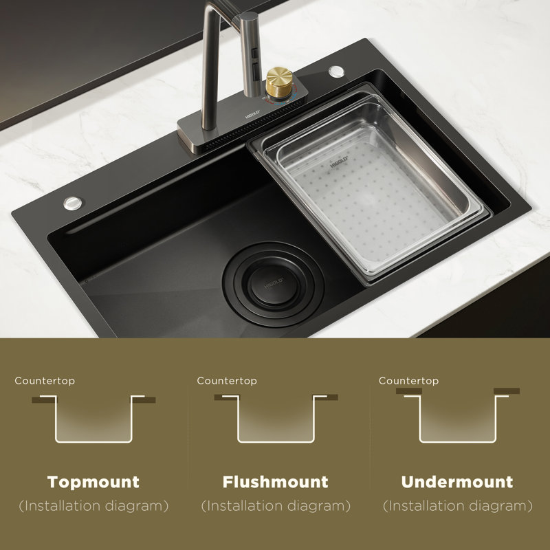 Lavabo simple fait à la main avec robinet cascade BL1.0, finition pierre