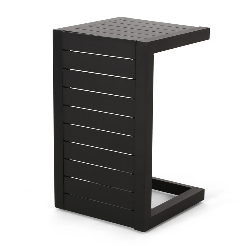 Outdoor Side Table, Aluminum Built, Matte Black Surface Material, Finish