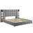 Upholstered bed,with reading lamp and USB port, wide headboard,without bedside tables and mattress, velvet, grey-1129666832