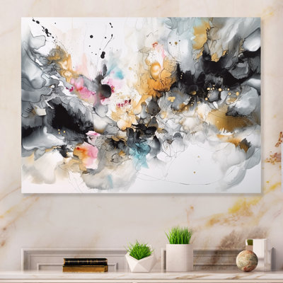 White and Grey Geometric Depths III - Modern Geometric Metal Wall Decor