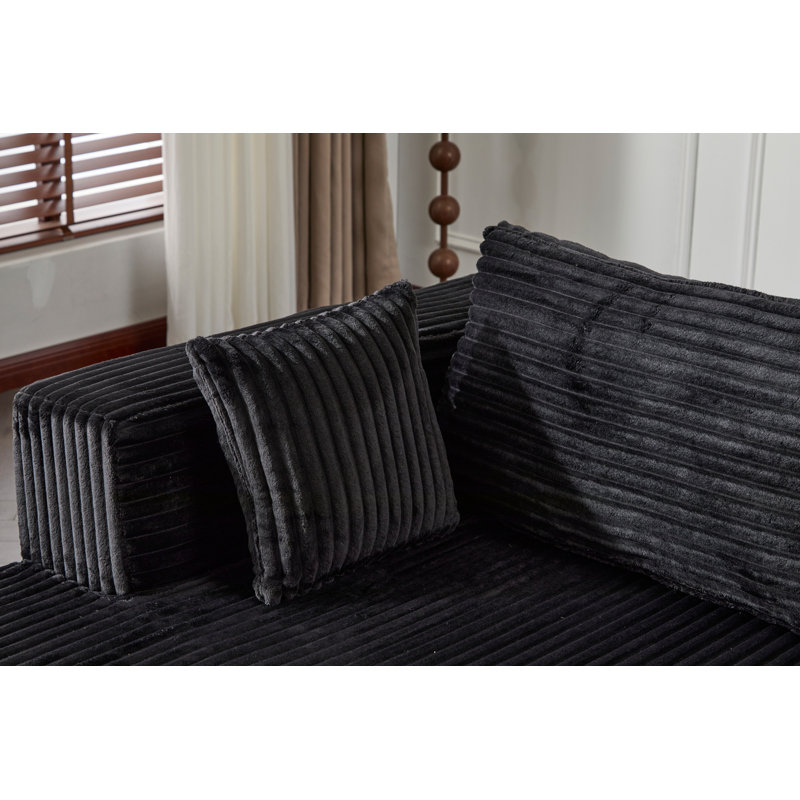 Canapé modulaire modulaire en L avec tissu velours côtelé doux et sans assemblage, parfait pour les espaces de vie polyvalents.
