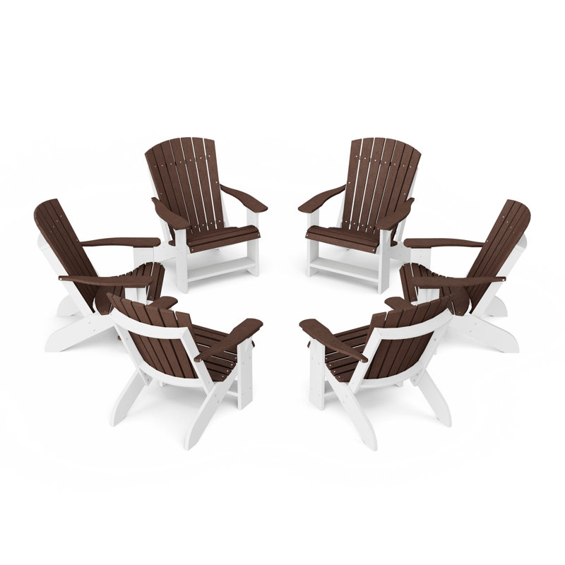 Heritage Adirondack Chairs Set Of 6, Tudor Brown/White