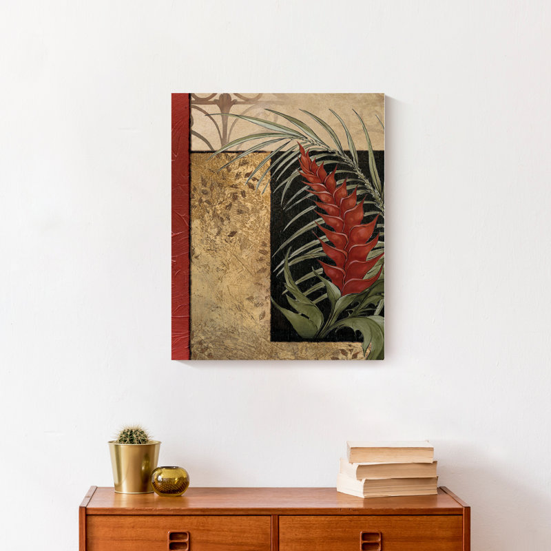 Palmier rouge sur toile, H 20 po x l 16 po x P 1,25 po, Sans cadre