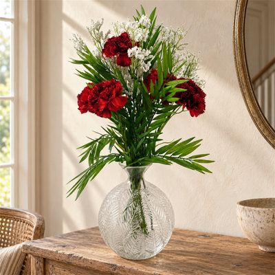 65 cm H Artificial Faux Floral in Glass Vase
