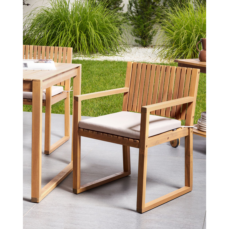 Set of 2 Garden Chairs with Cushions SASSARI PREMIUM Certified Acacia Wood, Beige