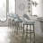 Swivel Bar Height Bar Stools, Comfortable Velvet Upholstered Chairs with Rubberwood Frame and Legs, 360° Swivel, Modern Design for Kitchen or Home Bar, Grey, set of 2