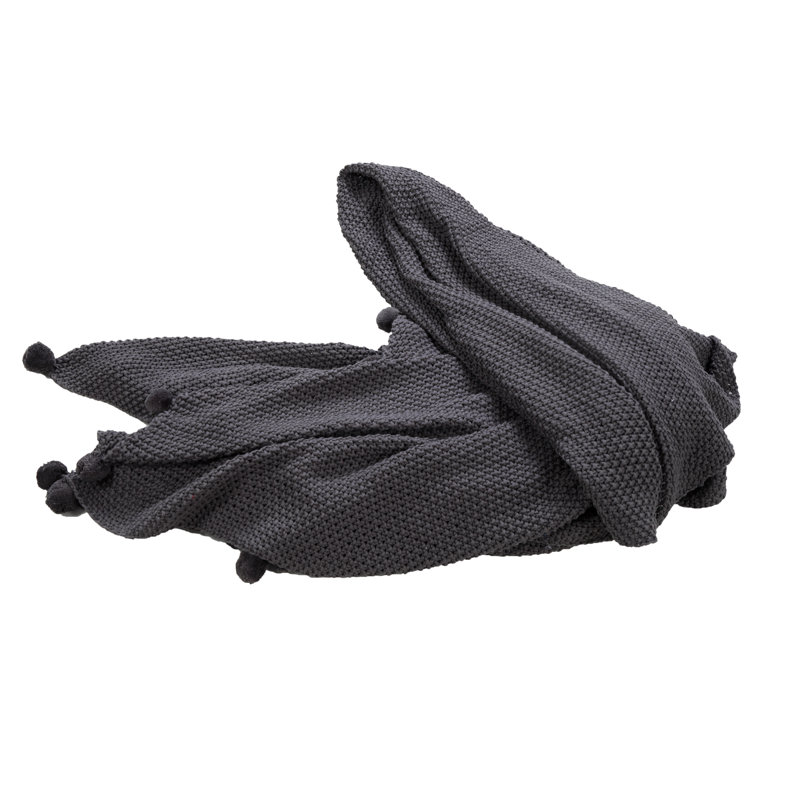 Knitted Throw Blanket, Charcoal