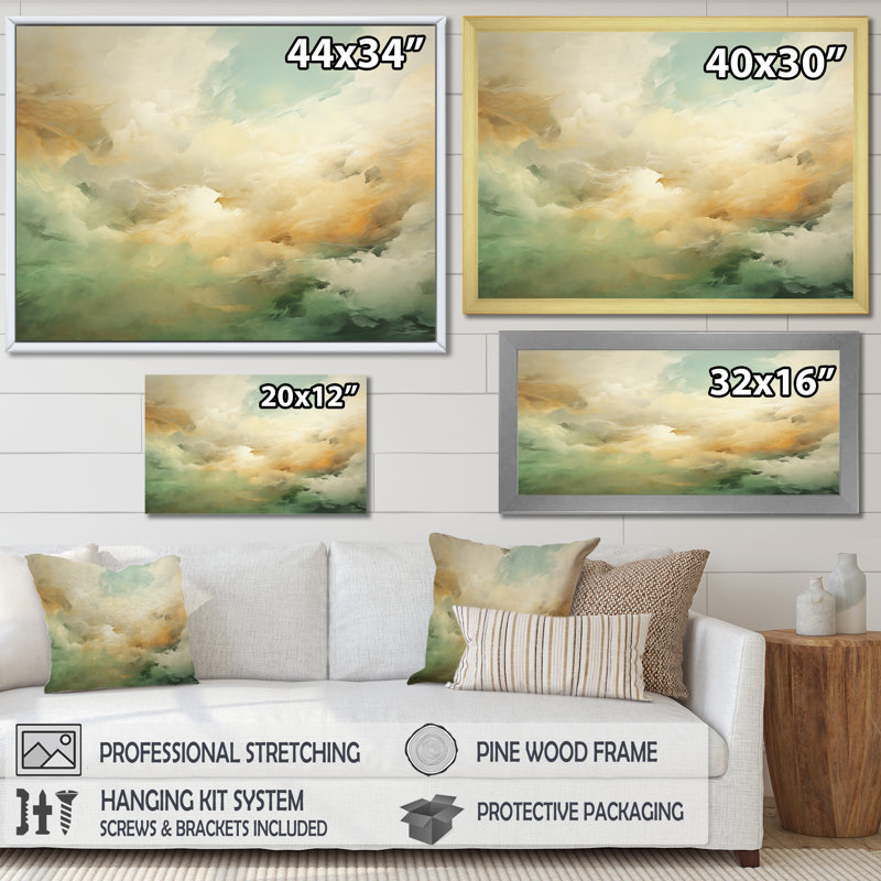 «Elegant Sky Whispers II», art mural sur toile Sky, Cadre naturel flottant, 30" H x 40" W