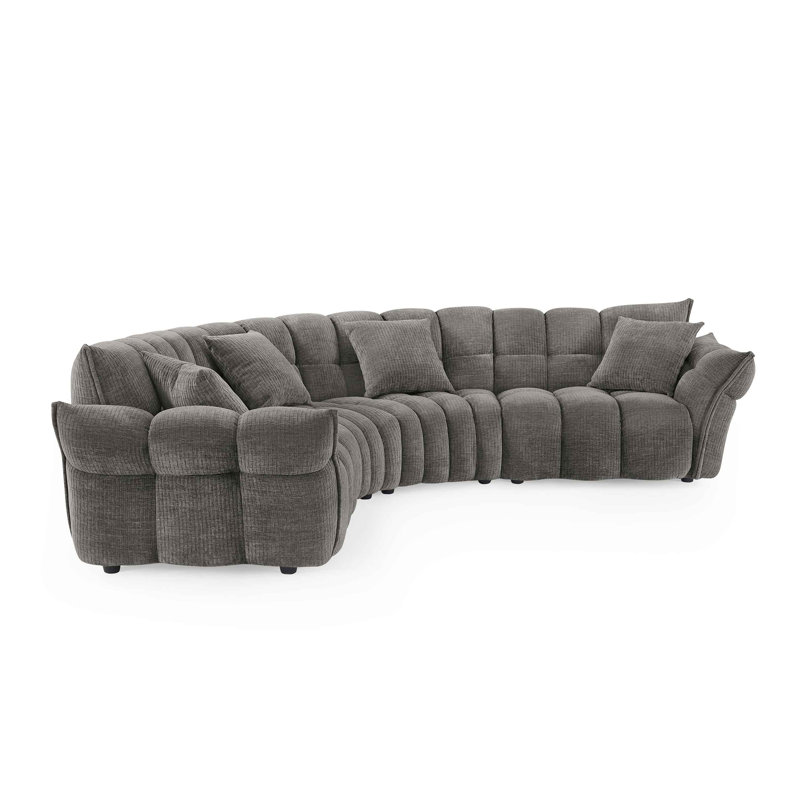 Canapé en forme de L 5,7 po L 112,6 po Minimore, Gris chenille