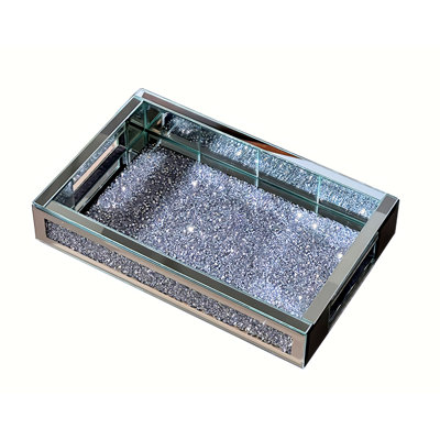 Luxury Silver Diamond Long Tray - Light Luxury Cosmetics Storage Box, Sparkling Choice For Dressing Table And Entrance