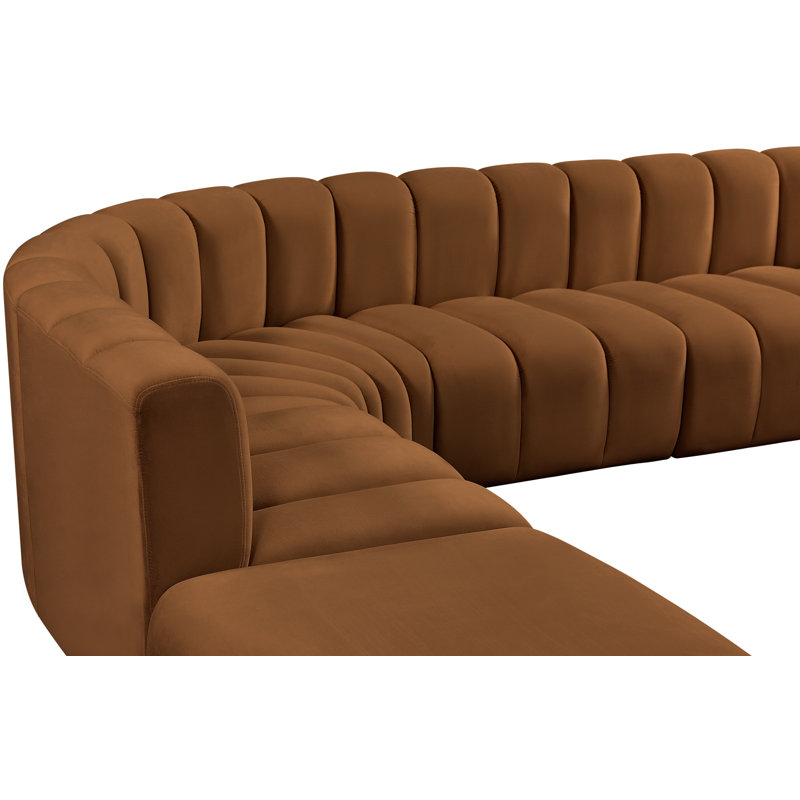 Issic Upholstered Curved Sectional with Ottoman Reversible, Saddle Velvet
