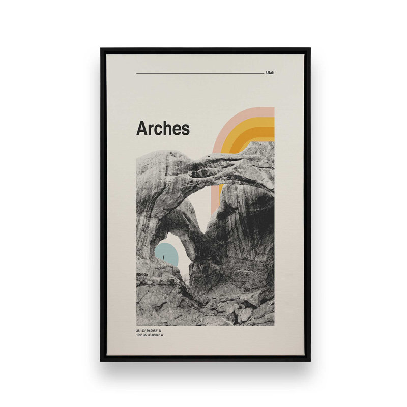 Affiche rétro de voyage «Zion» par Garima Dhawan, reproduction d'art, Noir, H 16 po x l 12 po