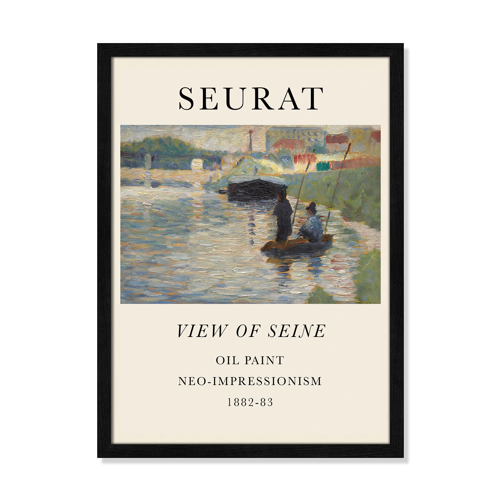 View Of Seine by Georges Seurat, Black Single Picture Frame, 23" H x 17" W x 0.75" D, No