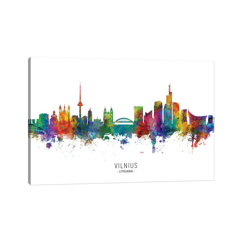 «Vilnius Tuscany Skyline» par Michael Tompsett, impression sur toile tendue, H 12 po x l 18 po x 1,5 po