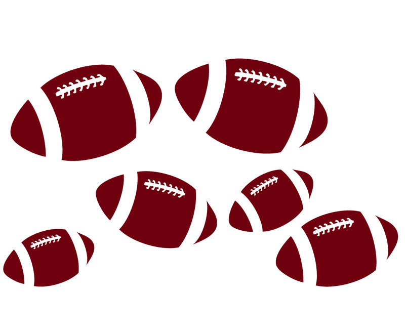 Décalcomanie murale footballs, Bourgogne, H 28 po x l 48 po x P 0,01 po