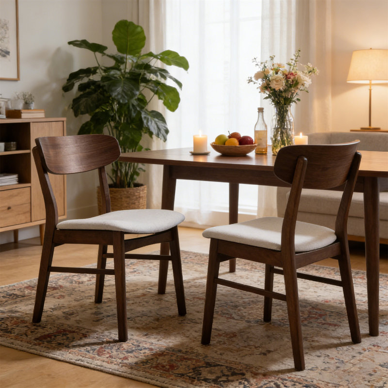 Chaise de salle à manger, ensemble de 2 (table non incluse), Beige clair