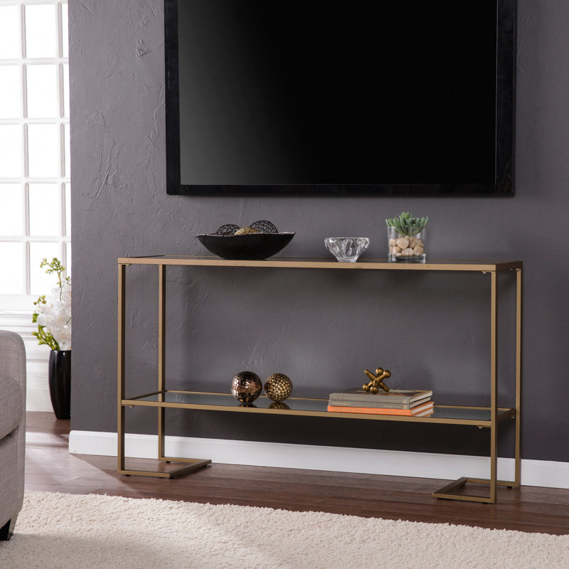Narrow Console Table, Gold With Mirror, Doré