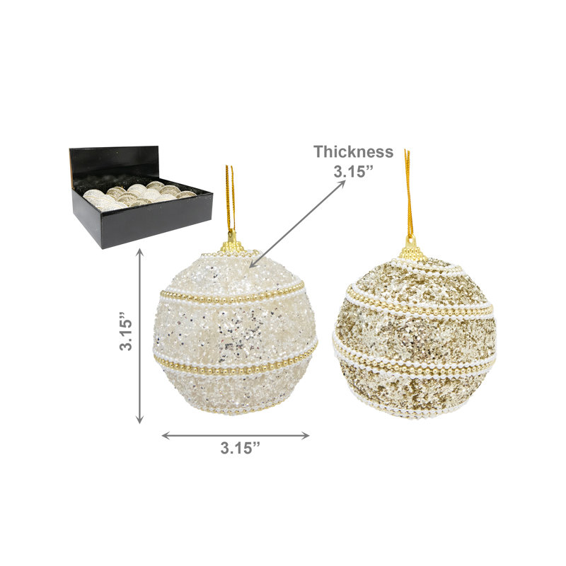 Ornement boule de perles scintillantes assorties - ensemble de 12