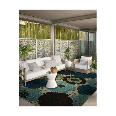 Tapis décoratif vert à motif floral