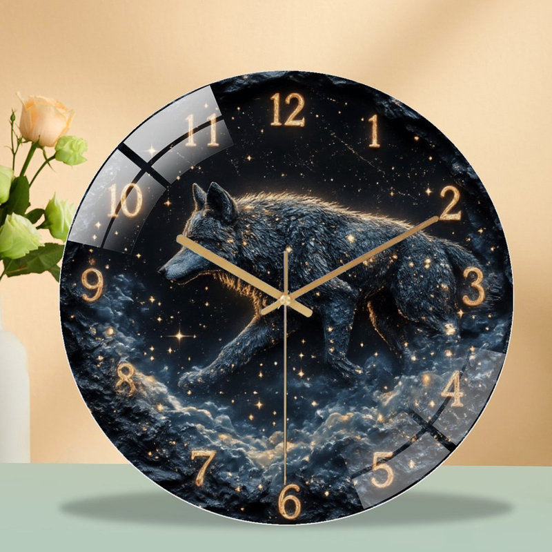Horloge murale 12 po Cosmic Wolf