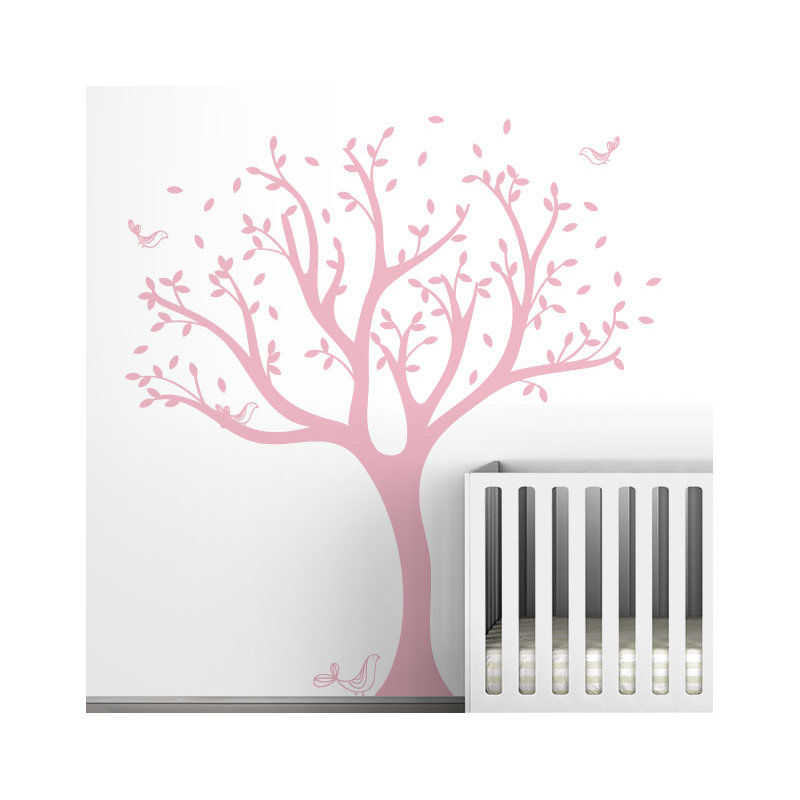 Décalcomanie murale arbre tweet, Rose clair