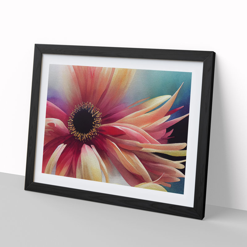 Chrysanthemum Watercolour Flower Vol.5 - Framed Print, Black Framed, 46cm H x 64cm W x 2cm D
