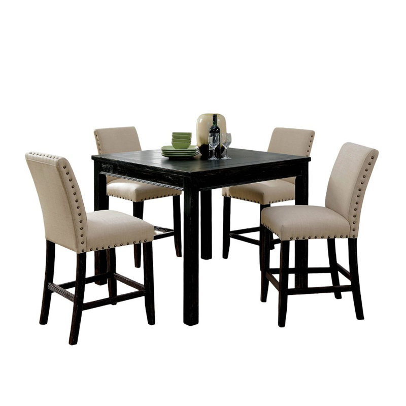 Ensemble de table de salle à manger à hauteur de comptoir rustique 5 pièces